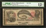 Boston, Massachusetts. $2 1875. Fr. 392. The Boston NB. Charter #408. PMG Fine 12 Net. Repaired.
