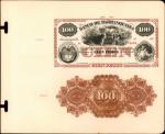 COLOMBIA. Banco de Barranquilla. 100 Pesos, 187_. P-S237p. Archival Record Book Face and Back Proofs