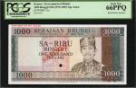 1979-1987年文莱政府1000令吉，样票。BRUNEI. Government of Brunei. 1000 Ringgit, ND (1979-87). P-12s. Specimen. P