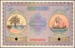 MALDIVES. Maldivian State. 5 Rupees, 1947. P-4s. Specimen. About Uncirculated.