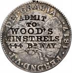 New York--New York. (1853-1855) ADMIT / TO / WOODS / MINSTRELS / 444 BDWAY / NY on an 1817 Spanish c