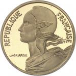 FRANCE Ve République (1958 à nos jours). Piéfort de 5 centimes Marianne, Flan bruni (PROOF) 1974, Pa
