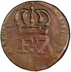 SANTO DOMINGO: Ferdinand VII, 1808-1821, AE ¼ real (6.19g), ND (1810-20), KM-2, PCGS graded XF45.   