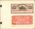 COLOMBIA. Banco de Colombia. 100 Pesos, 188_. P-S388Ap. Archival Record Book Face and Back Proofs. V