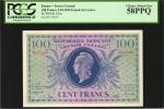 FRANCE. Tresor Central. 100 Francs, 2.10.1943. P-105a. PCGS Choice About New 58 PPQ.