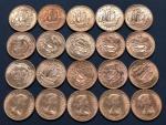 1960年英国铜币半便士20枚，AU至UNC品相。