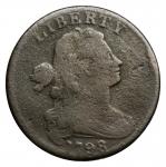 1798 Draped Bust Cent. S-187. Rarity-1. Style II Hair. VG-8, Porous, Bent.