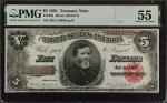 Fr. 364. 1891 $5 Treasury Note. PMG About Uncirculated 55.