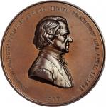 1867 Andrew Johnson Presidential Medal. Bronzed Copper. 76 mm. Julian PR-13. Mint State.
