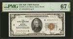 Fr. 1870-A. 1929 $20  Federal Reserve Bank Note. Boston. PMG Superb Gem Uncirculated 67 EPQ.