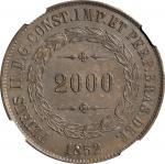 BRAZIL. 2000 Reis, 1852. Rio de Janeiro Mint. Pedro II. NGC MS-61.