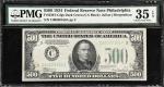 Fr. 2201-Cdgs. 1934 Dark Green Seal  $500 Federal Reserve Note. Philadelphia. PMG Choice Very Fine 3