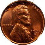 1955-D/D Lincoln Cent. FS-503. Repunched Mintmark. MS-65 RD (NGC).