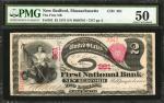 New Bedford, Massachusetts. $2 1875. Fr. 393. The First NB. Charter #261. PMG About Uncirculated 50.