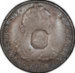 英国 (Great Britain) ジョージ3世像 加刻印 1ドル銀貨 年号なし(1804年) KM656 ／ George III 1 Dollor Silver (Contermark On M