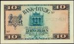 DANZIG. Bank of Danzig. 10 Gulden, 1924. P-53s. Specimen. PCGSBG Choice Uncirculated 64.