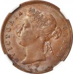 1872-H年海峡殖民地1分。喜敦造币厂。STRAITS SETTLEMENTS. Cent, 1872-H. Heaton Mint. Victoria. NGC MS-63 Brown.