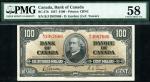 Bank of Canada, $100, 2 January 1937, serial number B/J 3987666, black on brown, Sir John A. MacDona