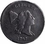 1797 Liberty Cap Half Cent. C-1. Rarity-2. 1 Above 1, Plain Edge. VF Details--Environmental Damage (