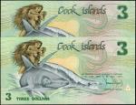 COOK ISLANDS. Ministry of Finance. 3 Dollars, ND (1987). P-3. Choice Uncirculated.