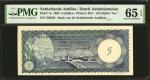 1962年荷兰范德兰兹银行安的列恩5盾。 NETHERLANDS ANTILLES. Bank Van de Nederlandse Antillen. 5 Gulden, 1962. P-1a. P