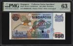 1989年新加坡货币发行局伍拾圆。样票。SINGAPORE. Board of Commissioners of Currency. 50 Dollars, ND (1976). P-13s. TAN