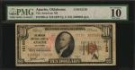 Apache, Oklahoma. $10 1929 Ty. 2. Fr. 1801-2. The American NB. Charter #12120. PMG Very Good 10 Net.