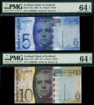 Bank of Scotland, a set of 2007 issue all with serial number AA 000500, all with Sir Walter Scott, £