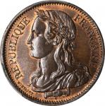 FRANCE. Copper 10 Centimes Essai (Pattern), 1848. PCGS Specimen-64 BN Gold Shield.