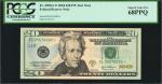 Fr. 2090-L*. 2004 $20  Federal Reserve Star Note. San Francisco. PCGS Currency Superb Gem New 68 PPQ