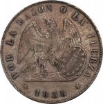 CHILE. Peso, 1858-So. Santiago Mint. PCGS Genuine--Cleaned, EF Details.
