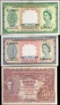 MIXED LOTS. Malaya & Malaya British Borneo. Lot of (3). Mixed Banks. 50 Cents, 1 & 5 Dollars, 1941-5