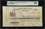1859年新加坡印度新金山中国麦加利银行伍拾圆。SINGAPORE. The Chartered Bank of India, Australia & China. 50 Dollars, 1859.