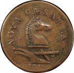 1786 New Jersey copper. Maris 17-b. Rarity-3. Large planchet. PLUKIBUS. Overstruck on a (counterfeit
