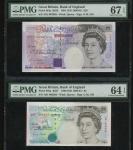 1990-91年英国5、20镑一对，相同编号A01 003202，分别PMG 64EPQ及67EPQ