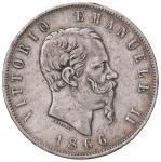 Savoy Coins. Vittorio Emanuele II (1861-1878) 5 Lire 1866 N - Nomisma 884 RRRR Diffusi colpetti al b