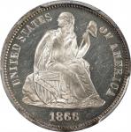 1866 Liberty Seated Dime. Proof-64 Deep Cameo (PCGS). CAC.