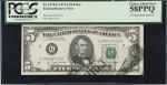 Fr. 1975-G. 1977A $5 Federal Reserve Note. Chicago. PCGS Currency Choice About New 58 PPQ. Pre-Back 