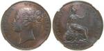 Great Britain,copper penny, 1853,Ornamental Trident,NGC MS65BN.