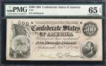 T-64. Confederate Currency. 1864 $500. PMG Gem Uncirculated 65 EPQ.