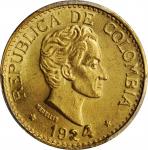 COLOMBIA. 5 Pesos, 1924. Medellin Mint. PCGS MS-65 Gold Shield.