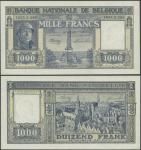 Banque Nationale de Belgique, 1000 francs, 1945, prefix 1855.T.290, blue, King Albert I wearing stee