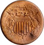 1864 Two-Cent Piece. Large Motto. MS-64 RD (PCGS). OGH.