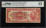 VENEZUELA. Banco Central De Venezuela. 500 Bolivares, 1943. P-36. PMG Fine 12.