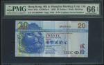 2003年香港上海汇丰银行20元，幸运号DP100000，PMG 66EPQ The Hongkong and Shanghai Banking Corporation, $20, 1.7.2003,