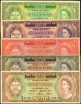 BELIZE. Lot of (5). The Government of Belize. 1, 2, 5, 10 & 20 Dollars, 1975-76. P-33c, 34b, 35b, 36