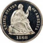1868 Liberty Seated Half Dime. Proof-66+ Deep Cameo (PCGS). CAC.