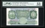 1928-29年英伦银行1镑，编号C81 615496，PMG 53，此版别首款签名