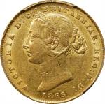 AUSTRALIA. Sovereign, 1863-SYDNEY. Sydney Mint. Victoria. PCGS AU-55.