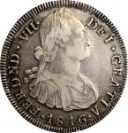 COLOMBIA. 8 Reales, 1816-P F. Popayan Mint. Ferdinand VII. PCGS Genuine--Graffiti, VF Details Gold S